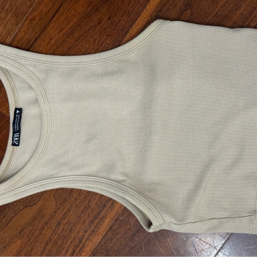 Zara Cream Ribbed Top